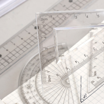 乐炫高品质亚克力套尺15/20CM简约无印风学生高清耐磨尺子套装