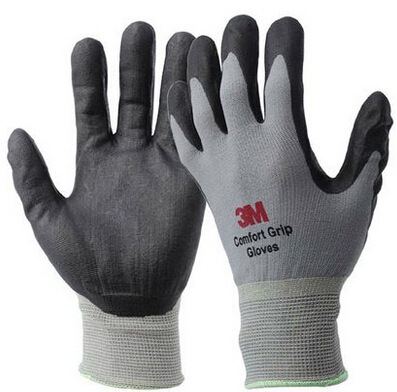 3M 舒适防滑耐磨手套干活浸胶防护手套工作手套劳保丁腈劳防手套