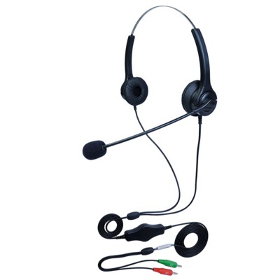 hoRme合镁S400DP头戴式双耳双3.5插头话务耳机专业话务员座机耳麦