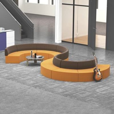 现代办公室休闲布艺沙发创意自由拼接组合接待会客区休息弧形沙发