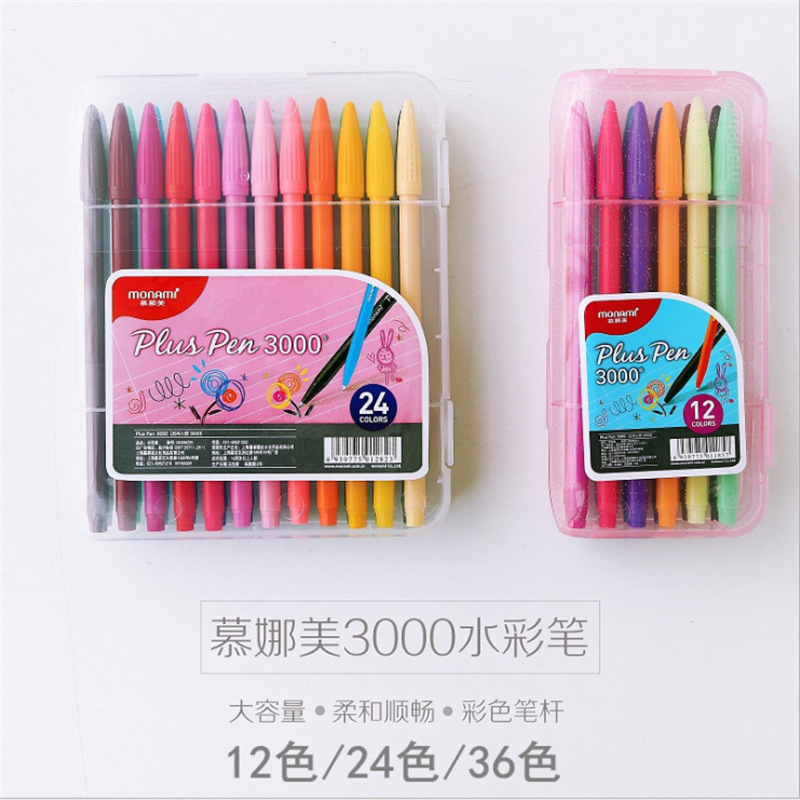 美派文具批发韩国慕娜美3000 24/36色彩色中性笔水性笔勾线笔