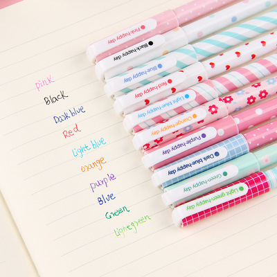 韩国文具创意小清新中性笔可爱彩色水笔10支套装韩版十色笔 批发