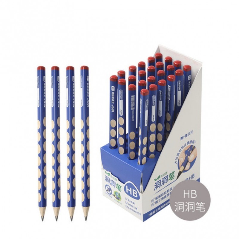 新款正姿洞洞笔HB粗杆三角形矫正学生铅笔练字木杆铅笔AWPQ0905