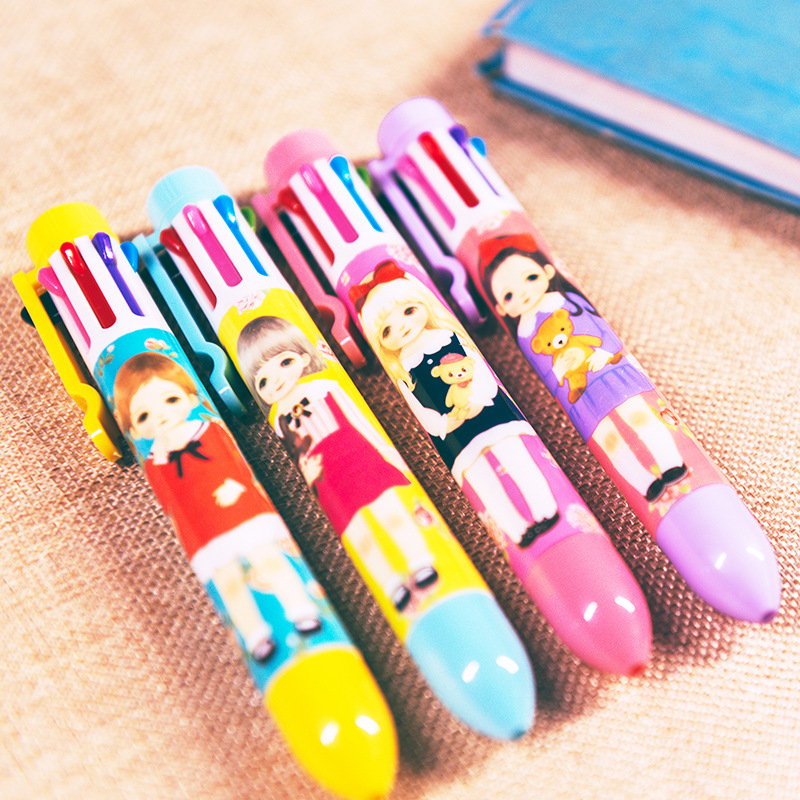 韩国文具批发 八色女孩圆珠笔可爱萌圆珠笔 0.5mm 黑色 签字笔