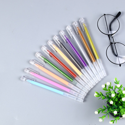 大容量巨能写闪光啫喱水粉手账笔创意48色高光金属粉彩荧光笔24色