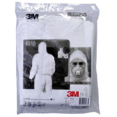 3M4510白色带帽连体防护服 防护颗粒物及液体喷溅农药喷漆