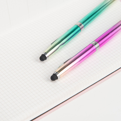 创意新品彩色圆珠笔金属蓝色笔芯渐变色笔身签字笔原子笔现货批发