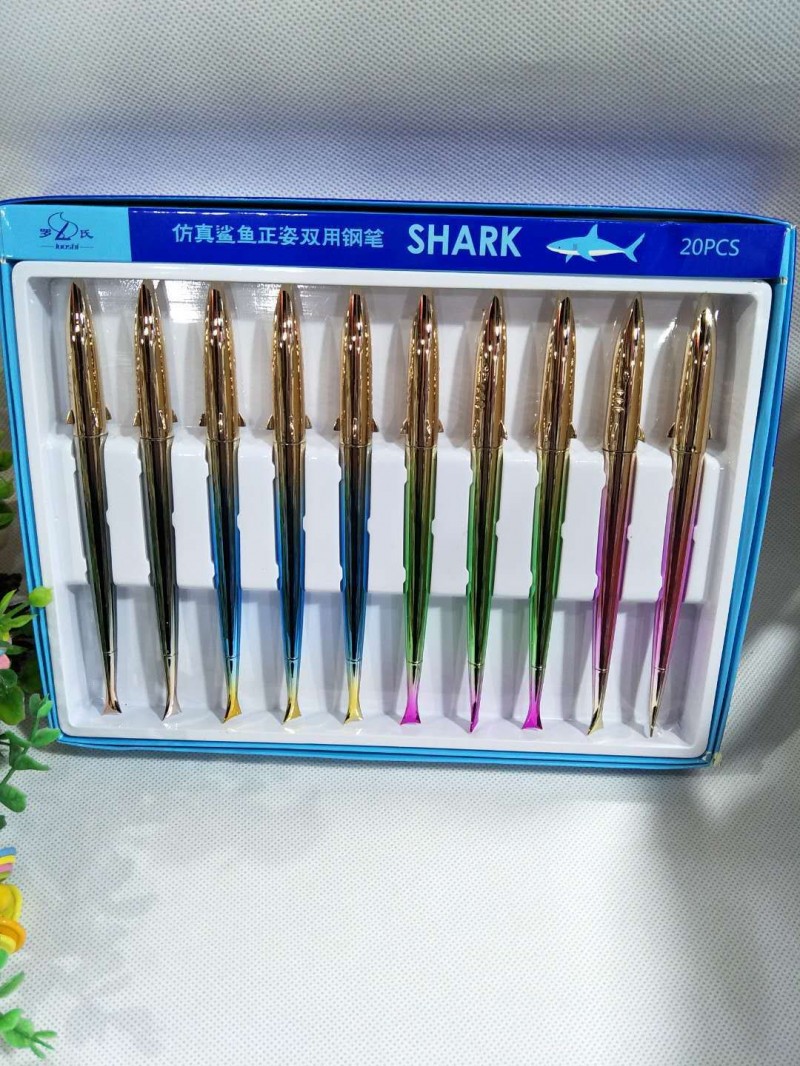 厂家直销罗氏钢笔 鲨鱼学生正姿练字套装笔 可替换墨囊钢笔