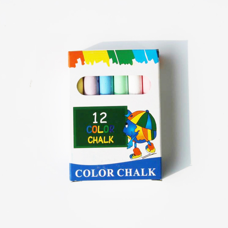 12支装彩色无尘粉笔 儿童绘画石膏笔 微尘教学粉笔黑板绘画工具
