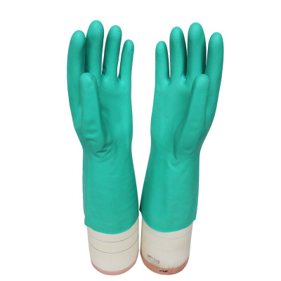 工业绿色丁腈手套厂家直销 家用防护耐油耐酸碱防滑橡胶手套