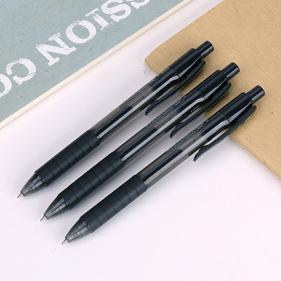S06 按动中性笔0.5MM子弹头弹簧头水笔签字笔 12支装黑色