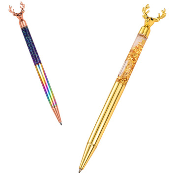 经典商务时尚创意金属麋鹿笔夹签字笔定制LOGO中性广告圆珠礼品笔
