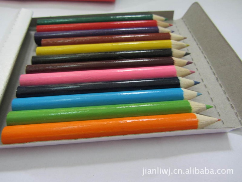 铅笔厂批发3.5寸12色彩色铅笔套装 儿童绘画铅笔