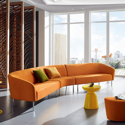 现代简约布艺沙发创意个性办公室转角皮艺沙发客厅酒店接待区沙发