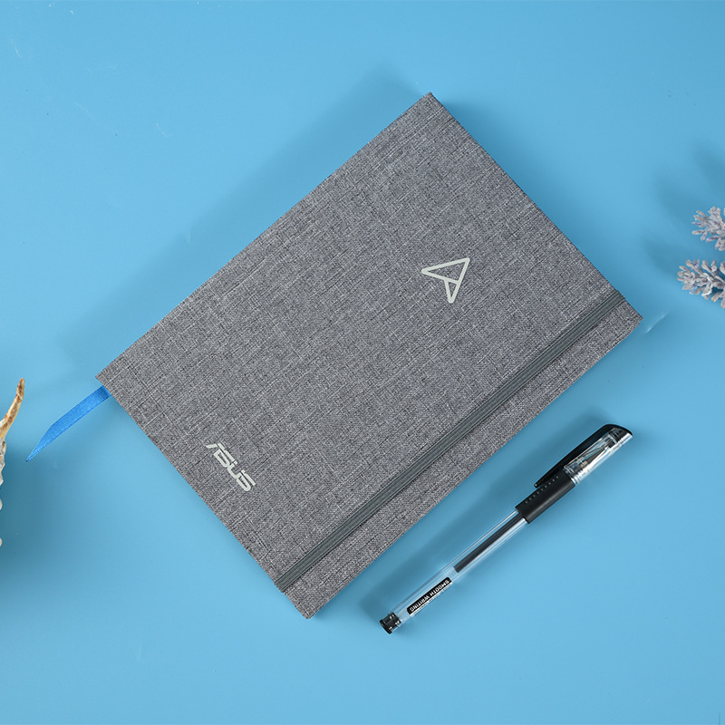 供应a5简约多功能学生笔记本绑带布面会议记录本可来样定做logo
