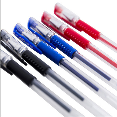 热卖小欧标0.5m子弹头中性笔 签字笔 水性笔透明笔杆办公专用厂家