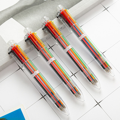 学生用多色圆珠笔按压式6色合一彩色多功能圆珠笔创意文具手账笔