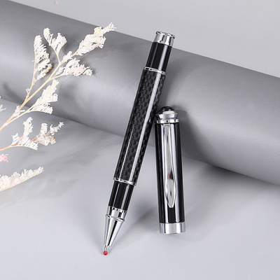 商务礼品碳纤维签字笔 黑色中性笔广告会议宝珠笔可定logo金属笔