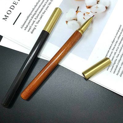 厂家直销木制笔实木笔复古黄铜木制签字笔水性笔宝珠礼品笔可定制