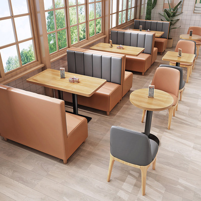 茶餐厅寿司店饭店靠墙卡座沙发奶茶店咖啡厅甜品店沙发桌椅组合
