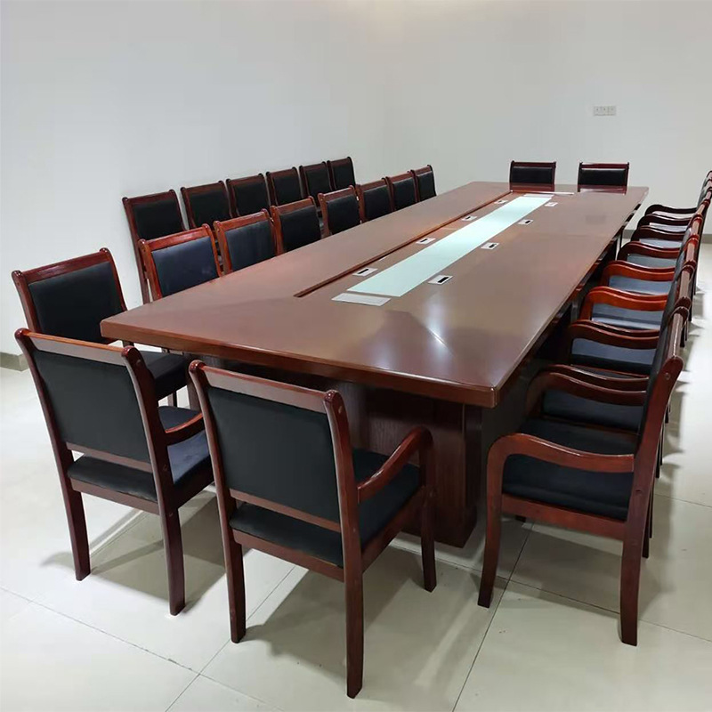 厂家办公油漆会议桌 实木贴皮大型会议长桌椭圆形桌子椅组合批发