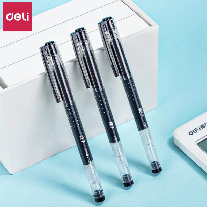 得力A188中性笔大容量书写笔0.5mm速干加强型针管中性笔签字笔
