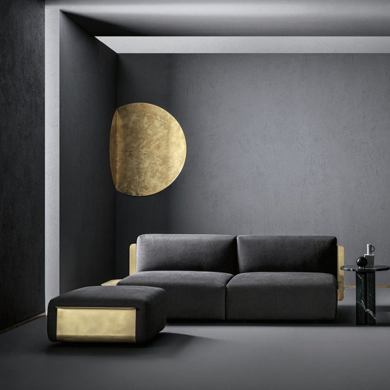 创意设计师沙发轻奢客厅现代简约不锈钢金属边皮艺单人多人沙发