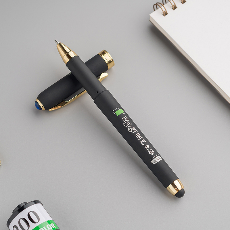 中性笔定制logo 高档仿金属0.7mm巨无霸笔芯 签字笔触控屏 碳素笔