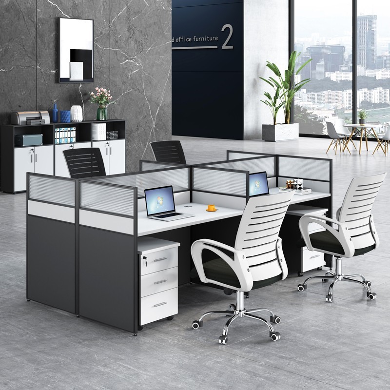 职员办公桌椅组合6人位简约现代办公室屏风桌4人多人工位办公家具