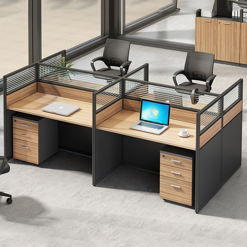 成都职员工作桌椅组合简约现代屏风隔断卡座2电脑桌子4人办公家具