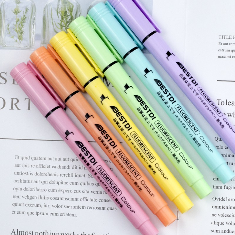 厂家糖果色荧光笔 淡色系水彩记号笔 环保水性套装 学生文具涂鸦