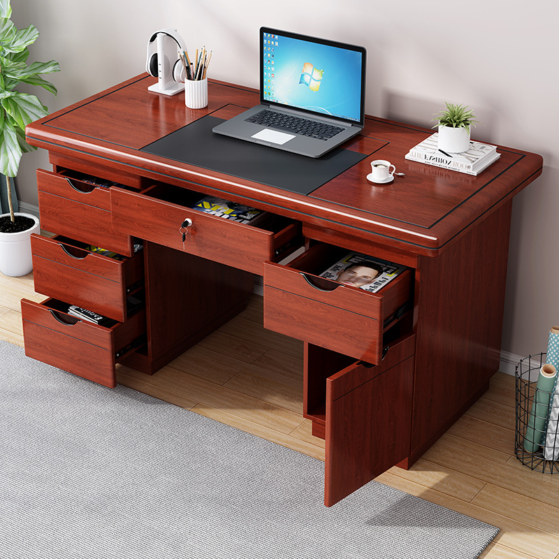西安办公桌油漆1.4米电脑台式桌带抽屉主管桌1.6米单位办公桌厂家