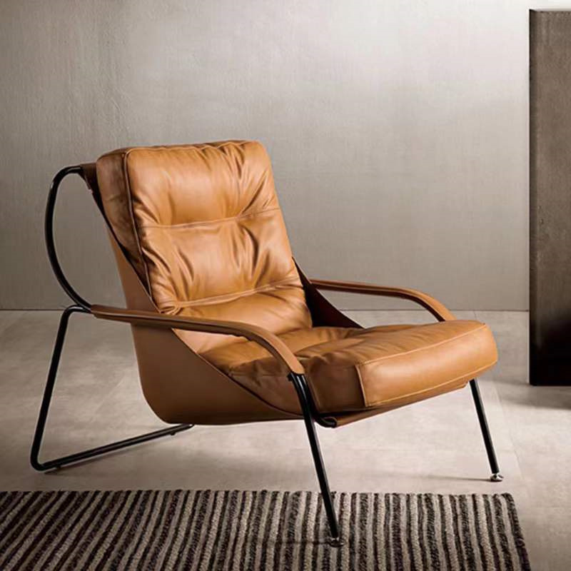 意式极简设计师单人沙发真皮客厅创意休闲老虎椅轻奢羽绒懒人躺椅