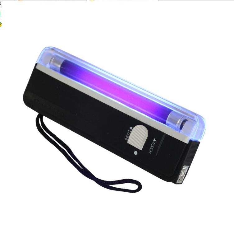 外币便携式验钞机UV lamp使用4节AA电池带电筒紫光灯迷你验钞灯