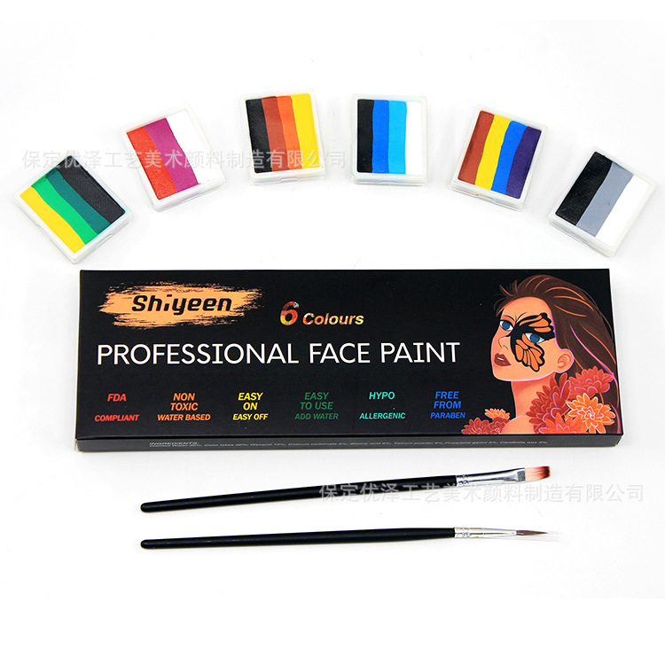世界杯球迷用品6色压条水溶性人体彩绘颜料 脸彩厂家直销