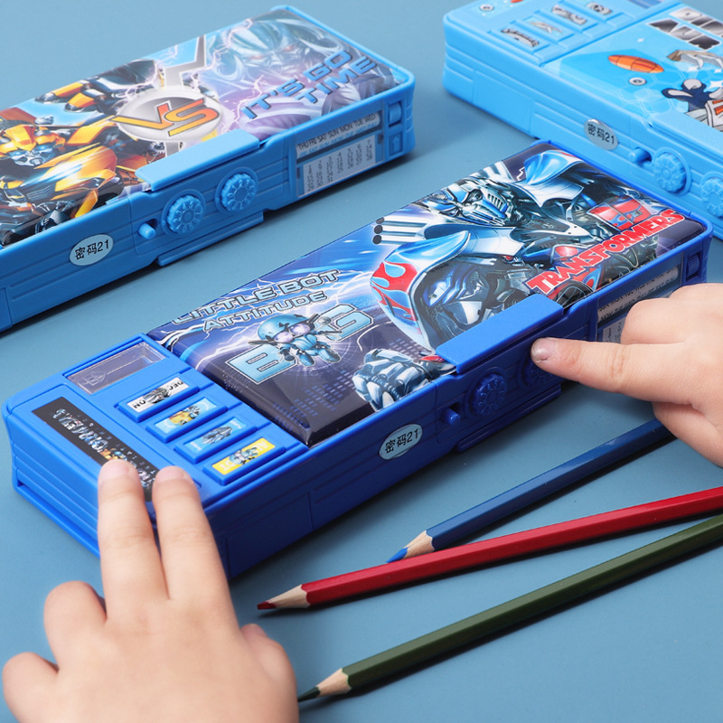 变形金刚文具盒多功能可爱多层铅笔盒中小学生礼品儿童笔袋女男孩