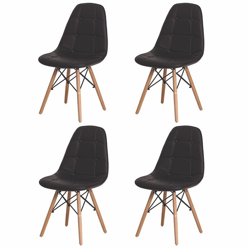 伊姆斯椅子现代简约皮革靠背洽谈椅实木餐椅咖啡椅家用懒人电脑椅