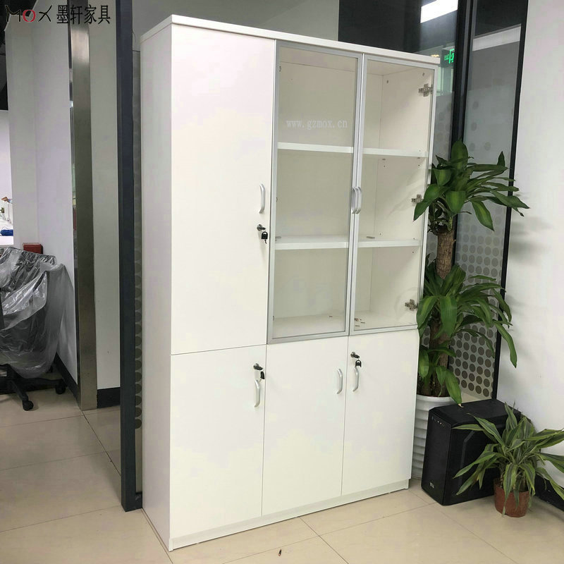 filing cabinet 办公文件柜 小铝框玻璃门书柜 资料柜 三门文件柜