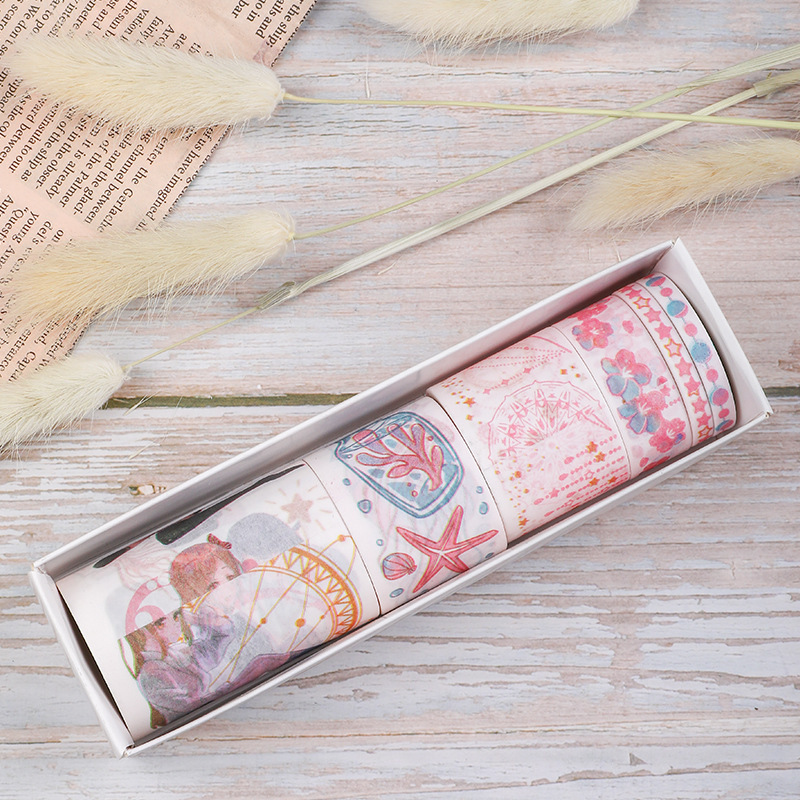 创意日本手帐和纸胶带 少女心愿6卷盒装 DIY日记贴画 和纸胶带