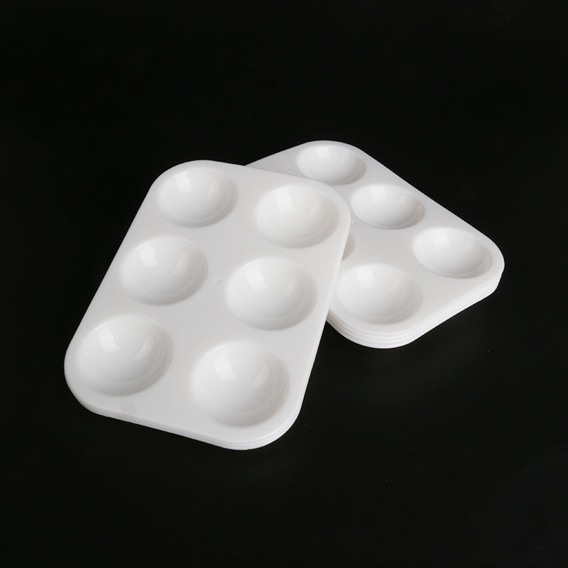 塑料美术调色盘 方形六孔颜料盘 丙烯水粉调色板绘画用品 厂家