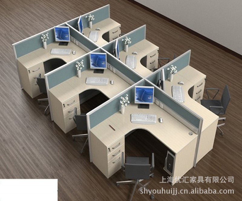 供应上海办公家具 L型6人组合办公桌 32款员工位 屏风隔断办公桌