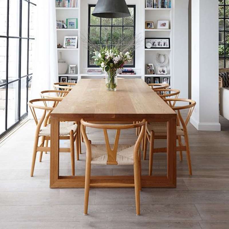 北欧长方形现代简约中式实木餐桌椅组合茶桌家用复古咖啡原木桌子