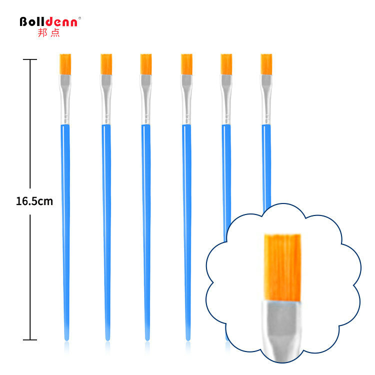 邦点儿童DIY尼龙毛平头画笔数字油画笔丙烯水彩水粉画笔塑料画笔