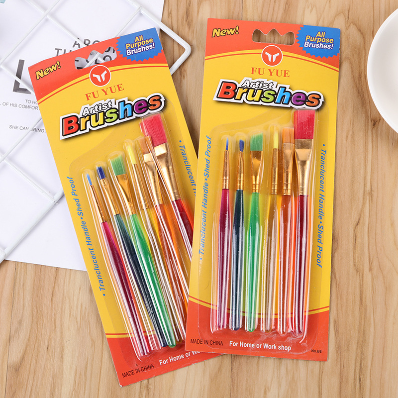 6支儿童DIY彩色画笔美甲笔水粉笔套装跨境蛋糕奶油笔厂
