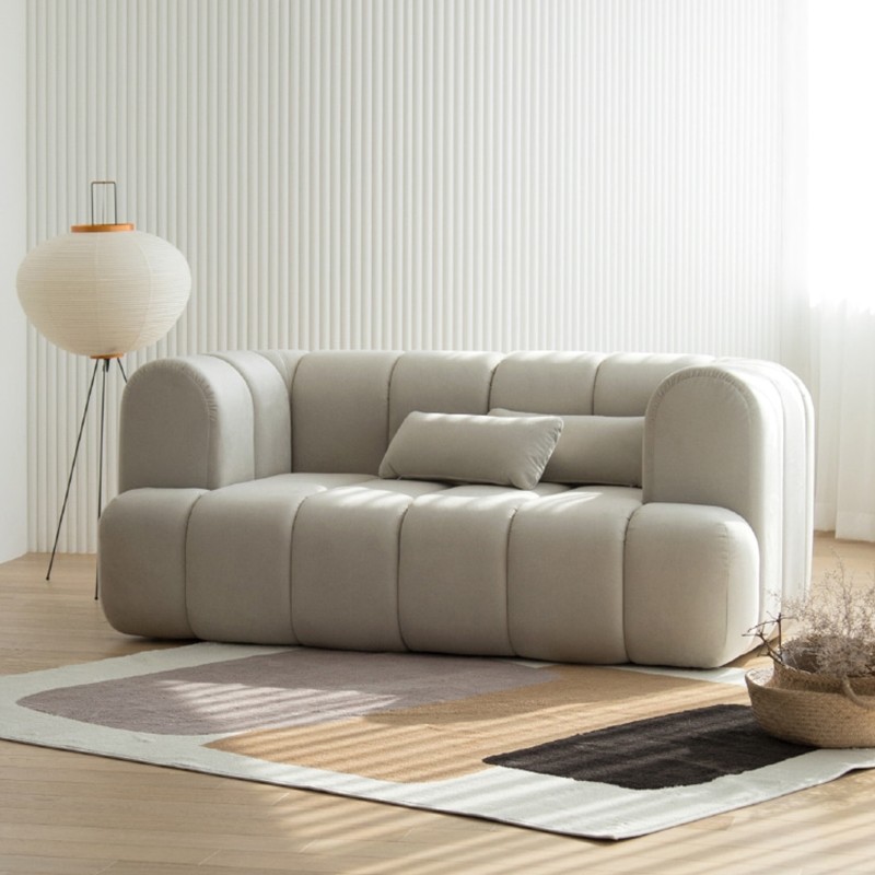 北欧简约现代拉条丝绒沙发小户型双三人韩日式轻奢创意客厅小沙发