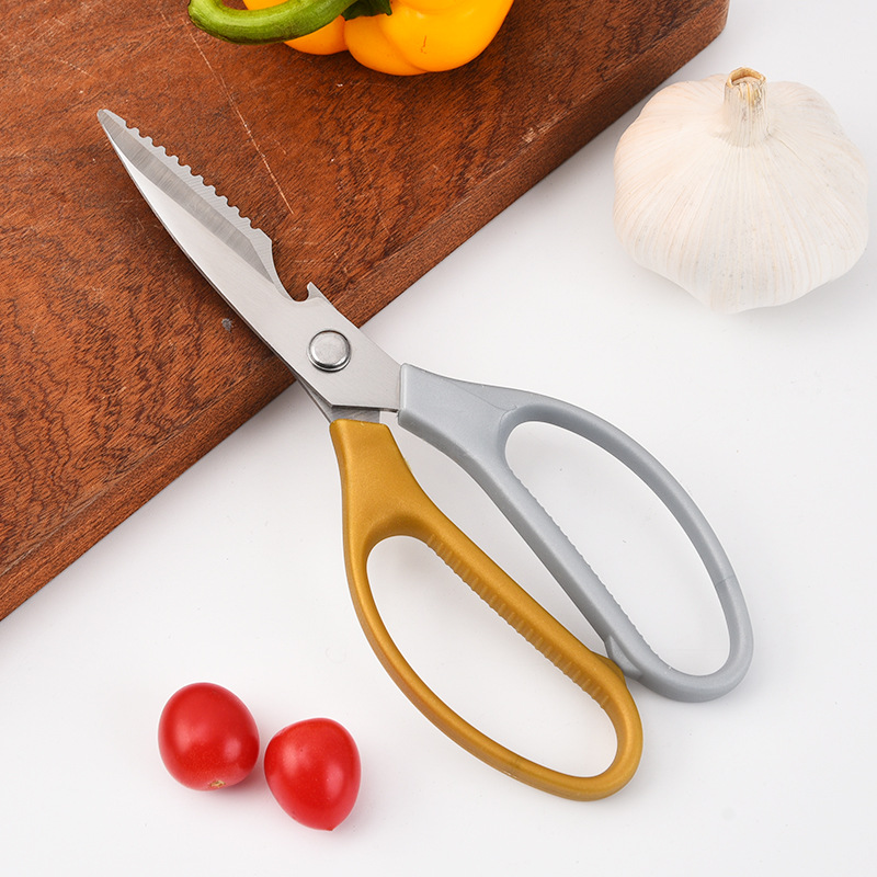新款SK厨房剪刀 不锈钢鸡骨剪 金银塑料柄多功能工具剪刀 办公剪