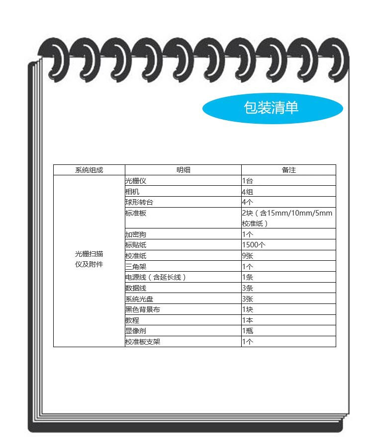 杰模三维扫描仪包装清单071604