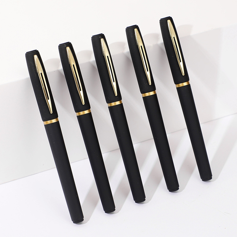 大容量中性笔1.0mm子弹头黑色磨砂办公签字笔水性笔学生考试用笔