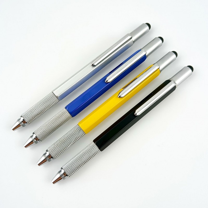 六合一金属圆珠笔 水平仪刻度尺螺丝刀电容头圆珠笔 多功能工具笔