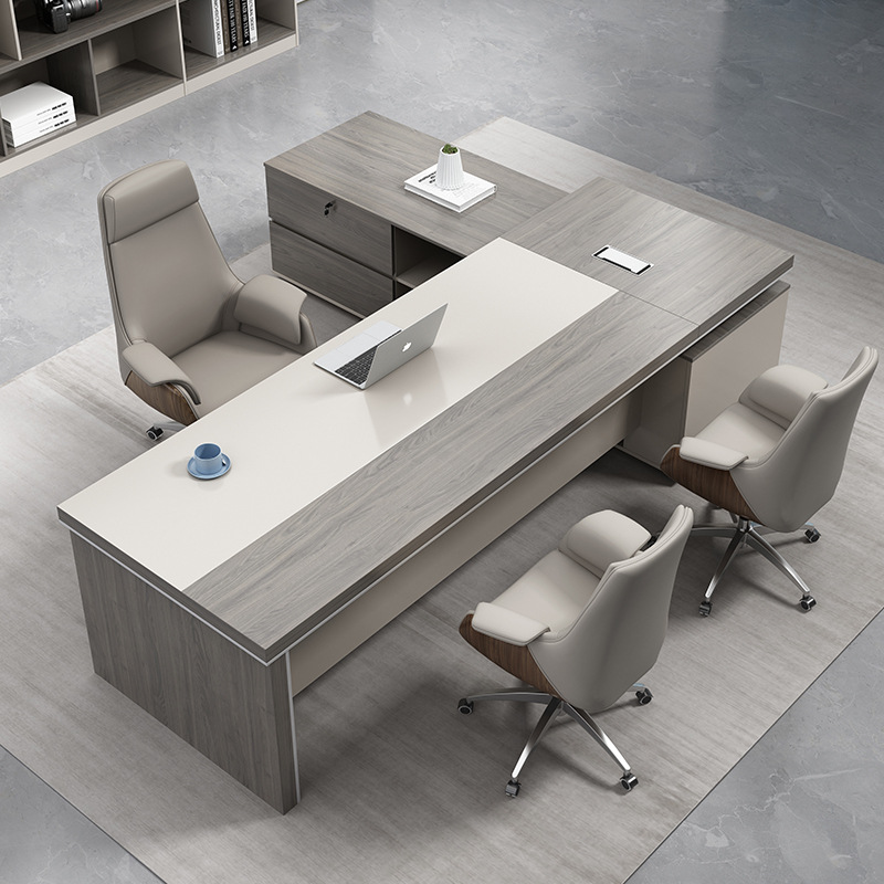 轻奢大班台老板桌办公桌经理主管老板简约现代桌椅组合1.8米高档